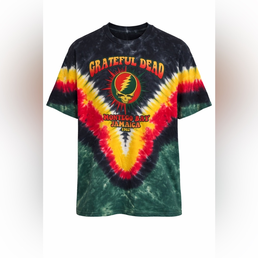 Grateful Dead Montego Bay Jamaica 1982 Tie Dye T Shirt Rasta Colors Band